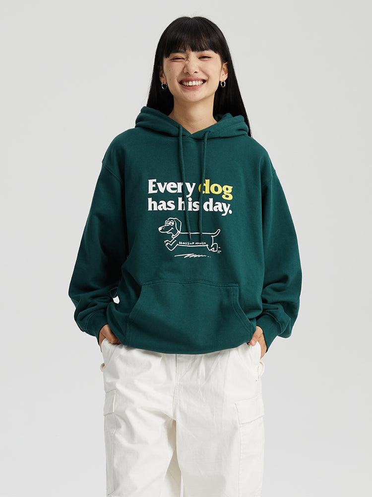 Playful Puppy'S Day Print Hoodie