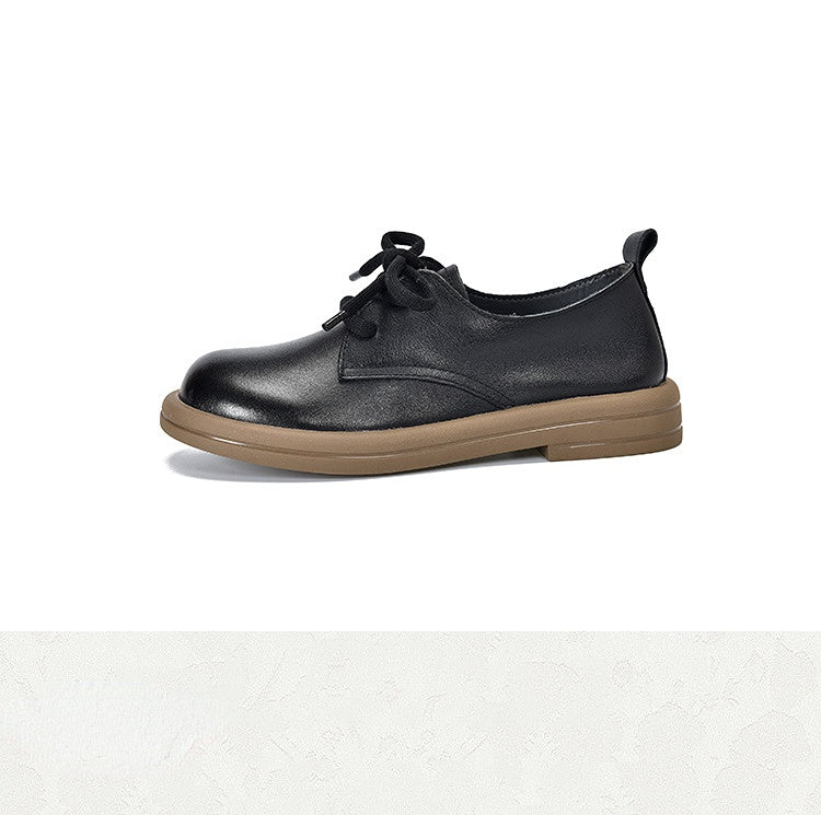 Simple Solid Color Mid Heel Leather Shoes