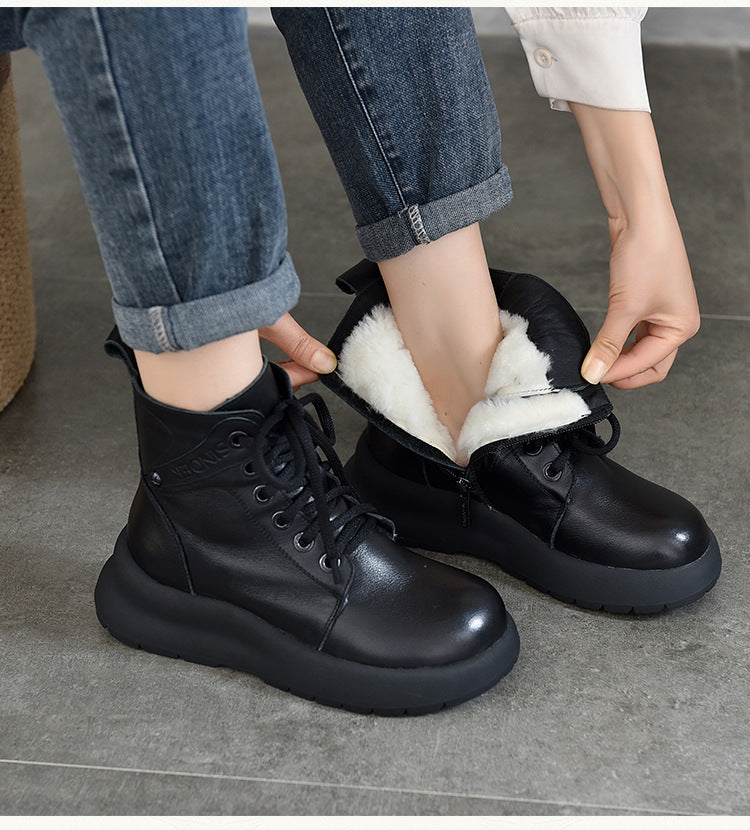 Warm Leather Thick Bottom Martin Boots