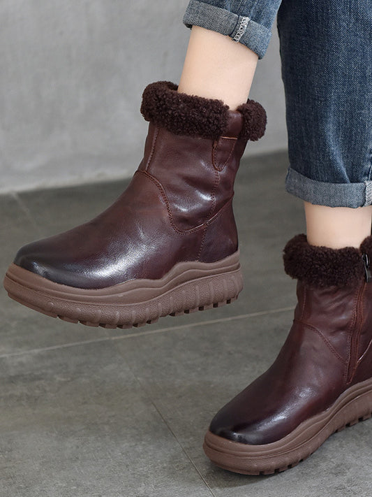 Versatile Warm Solid Color Thick Bottom Cotton Boots