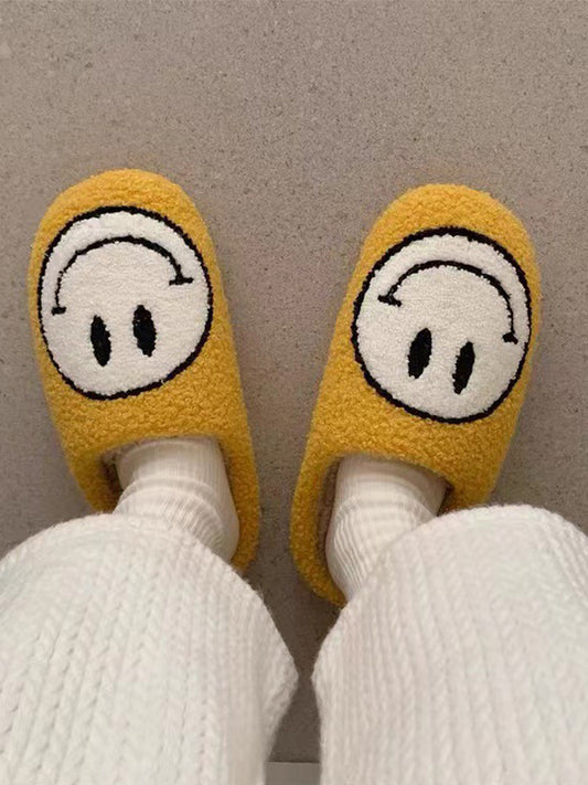 Casual Smiley Plush Non-Slip Slippers