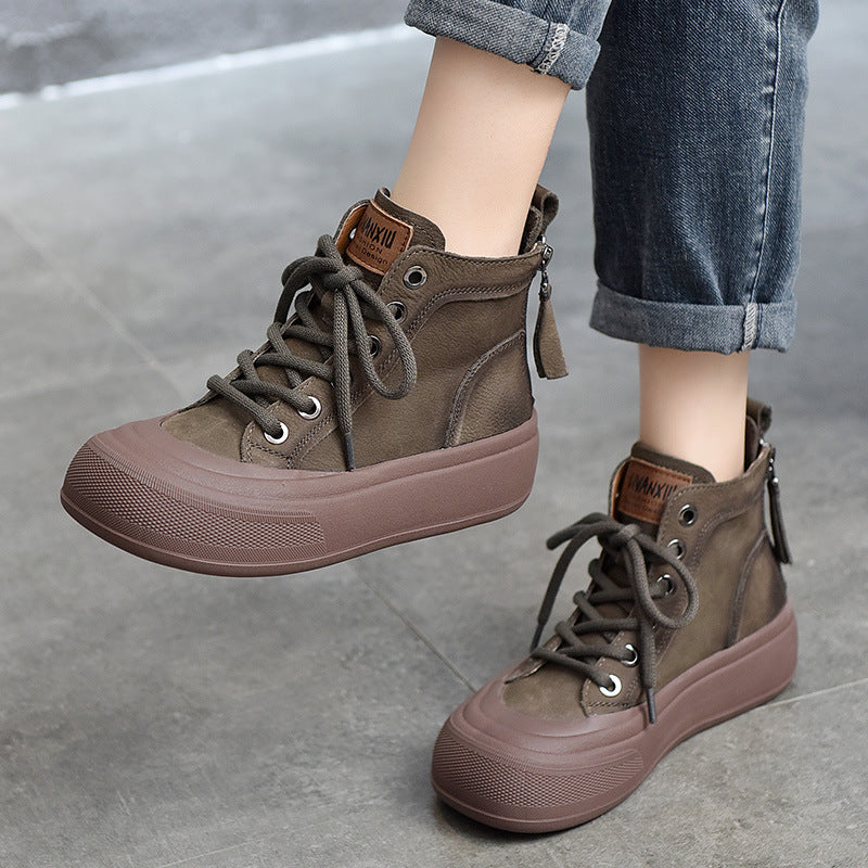 Retro Double Zipper Thick Sole Martin Boots