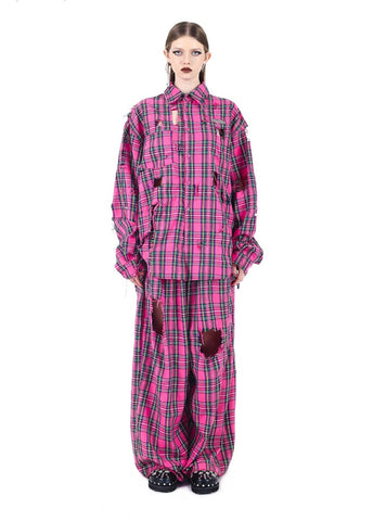 PINKSPINK Punk Plaid Harem Pants - Pink