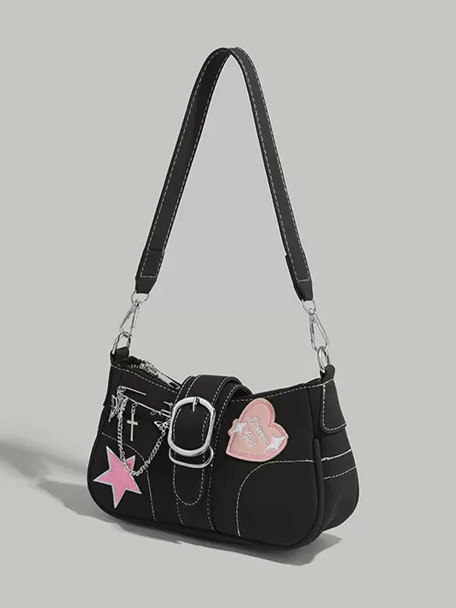 Y2K Butterfly Chain Black Bag