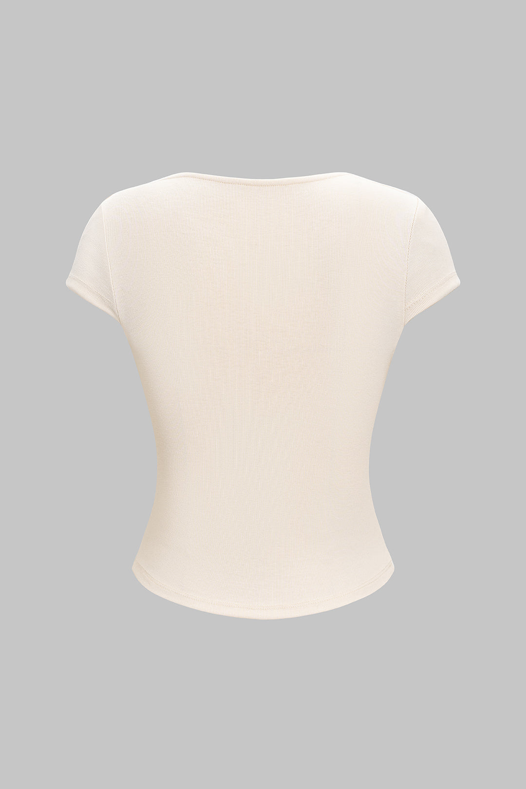 Button Ruched Short Sleeve T-Shirt