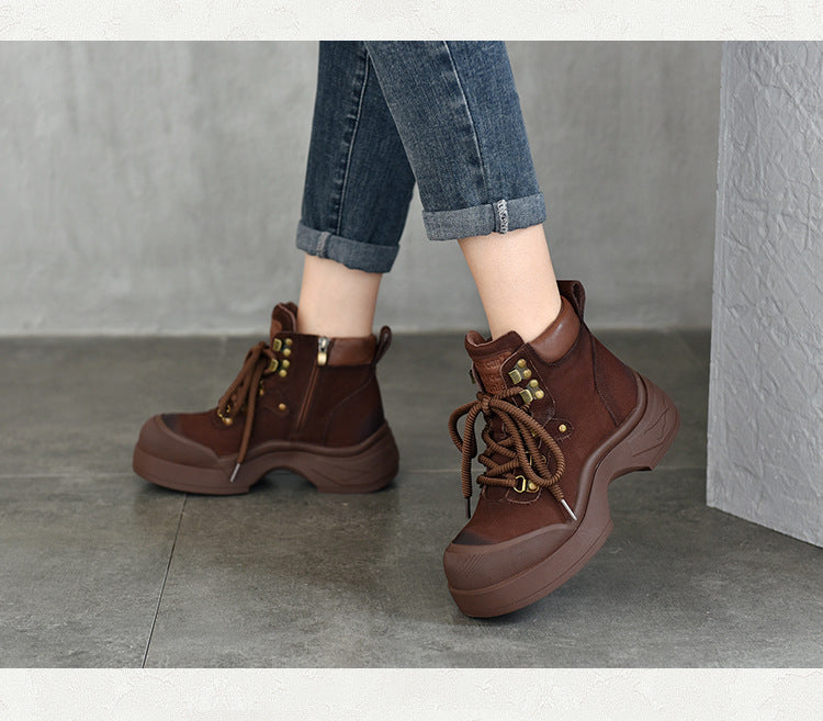 Classic Leather Thick Bottom Lace-Up Martin Boots