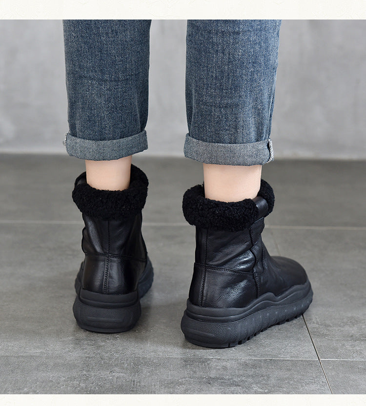 Versatile Warm Solid Color Thick Bottom Cotton Boots
