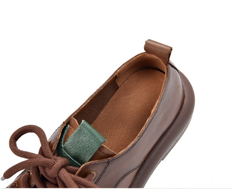 Classic Leather Lace-up Flat Shoes