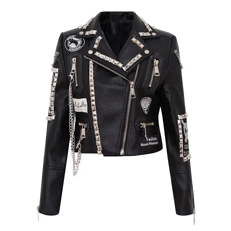 Punk Style Rivet Leather Jacket