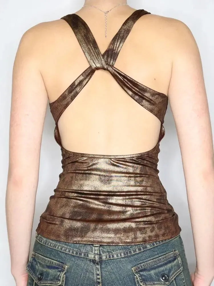 Baddie Leopard Backless Top