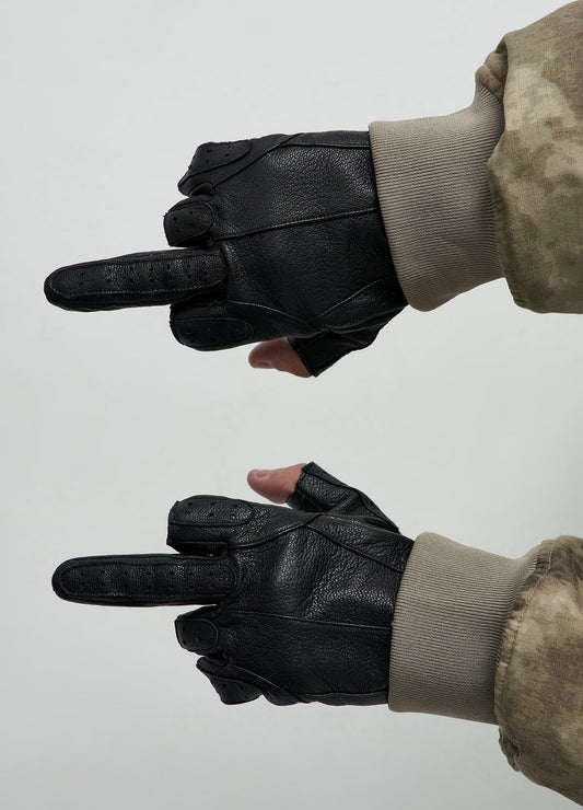Biker Chic Sheepskin Leather Gloves