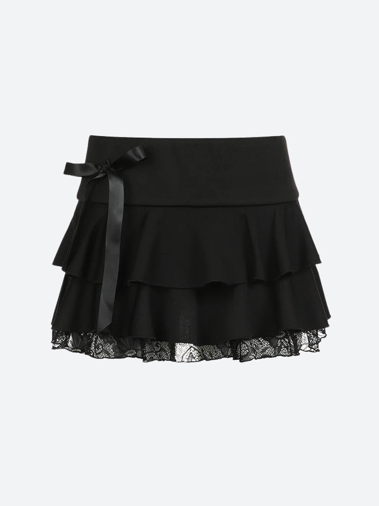 Black Coquette Mini Skirt