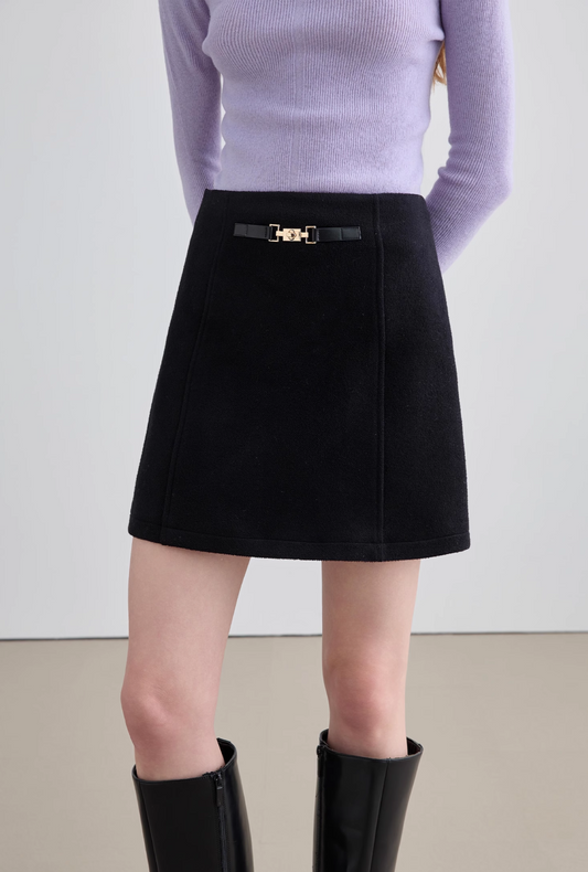 Wool A-Line Mini Skirt