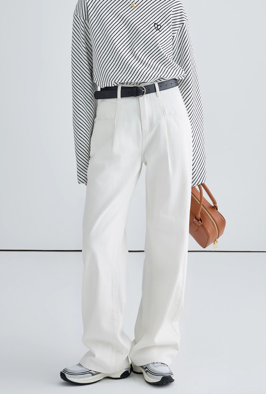 Loose White Straight Denim