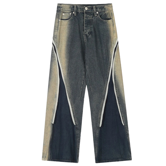 Two-Tone Zipper Accent Jeans