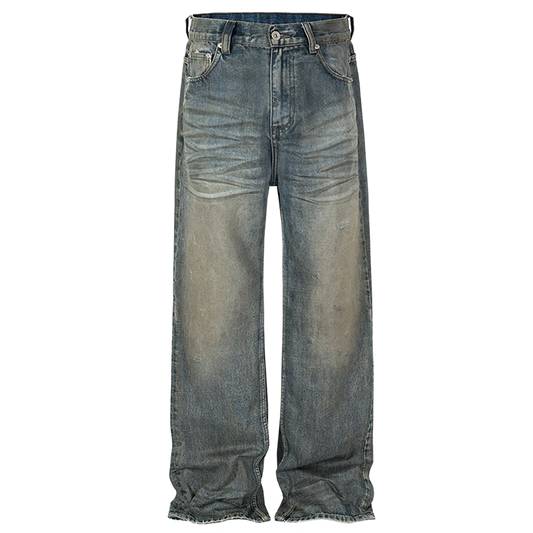 Blue Vintage Wash Wide-Leg Jeans