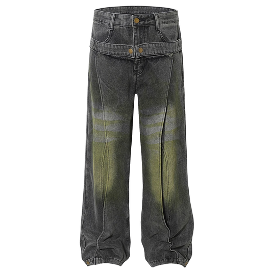 Charcoal Ombre Wide-Leg Jeans