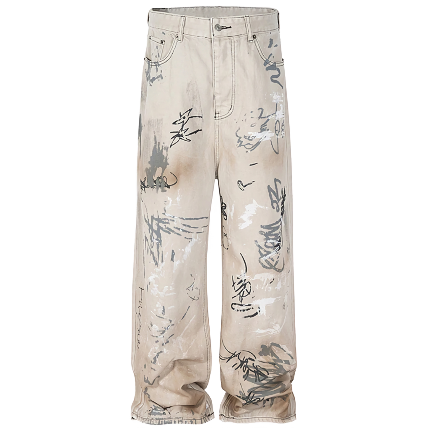 Scribble Art Denim Wide-Legs