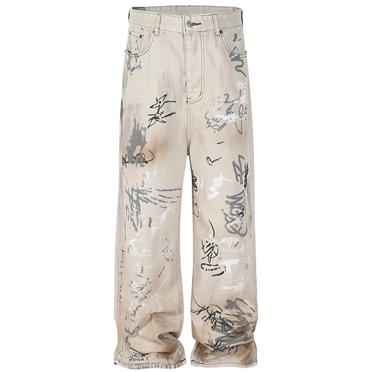 Scribble Art Denim Wide-Legs