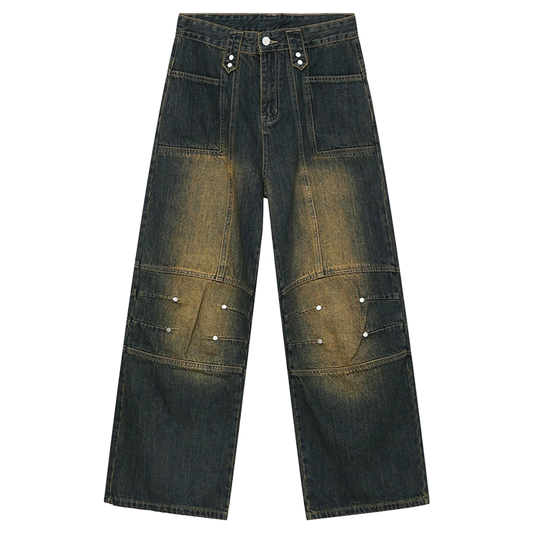 Vintage Studded Wide-Leg Jeans