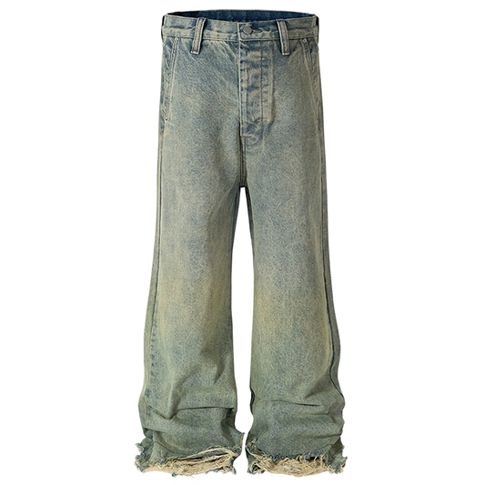 Vintage Fade Raw-Edge Ankle Denim Jeans