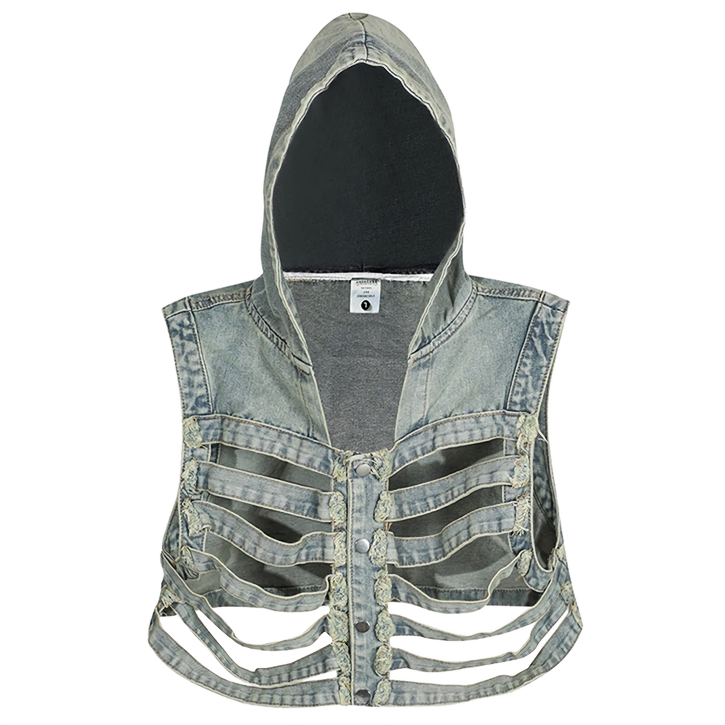 Skeletal Fusion Hooded Denim Gilet Vest