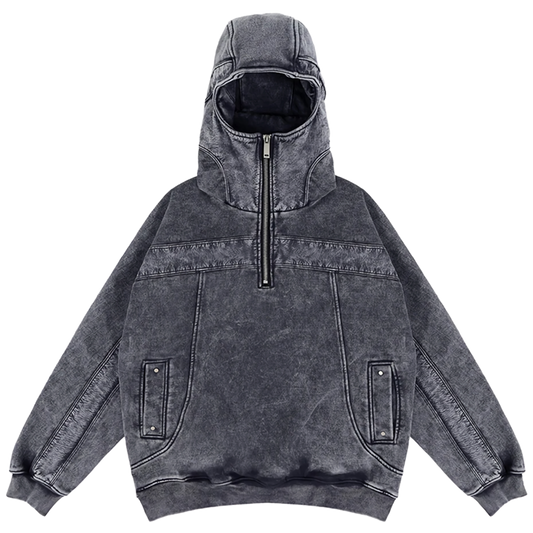 Vintage Vibe Relaxed Zip Pullover Hoodie