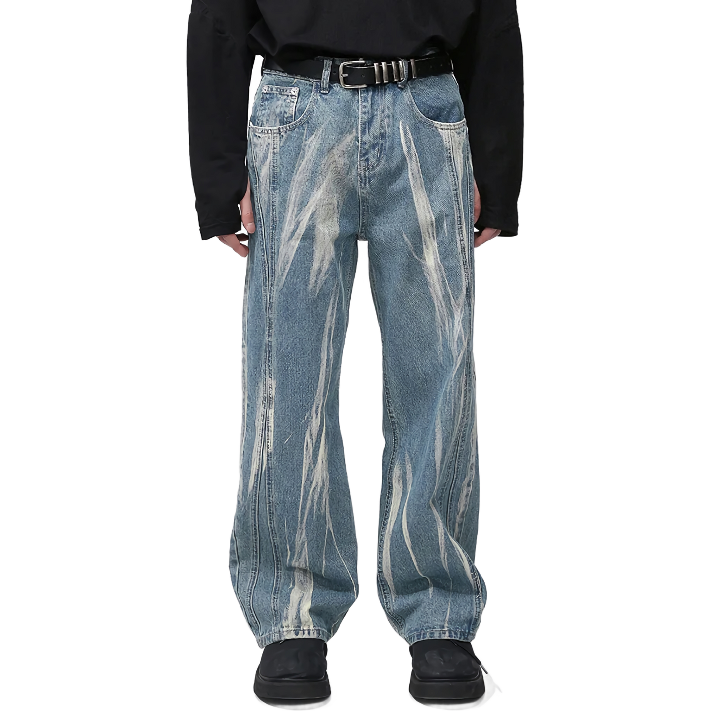 Bleached Lightning Wide-Leg Jeans