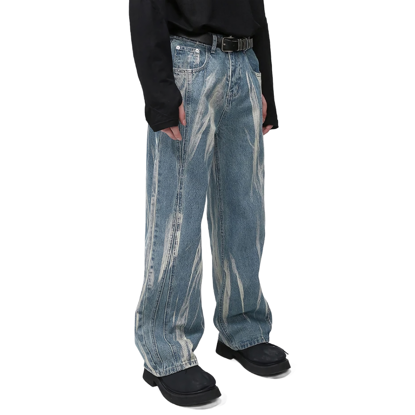 Bleached Lightning Wide-Leg Jeans