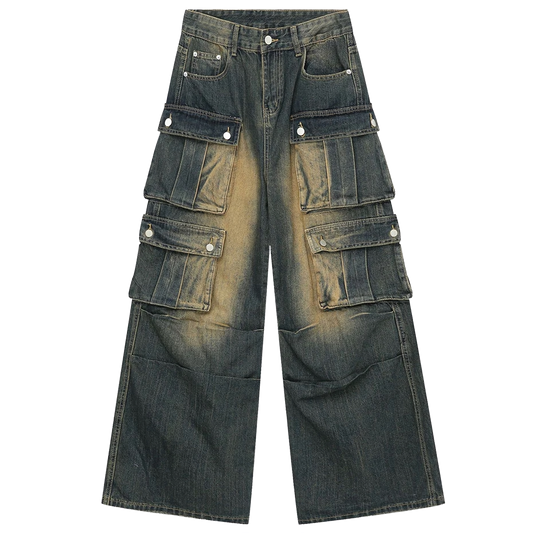 Utility Cargo Denim Wide-leg Jeans