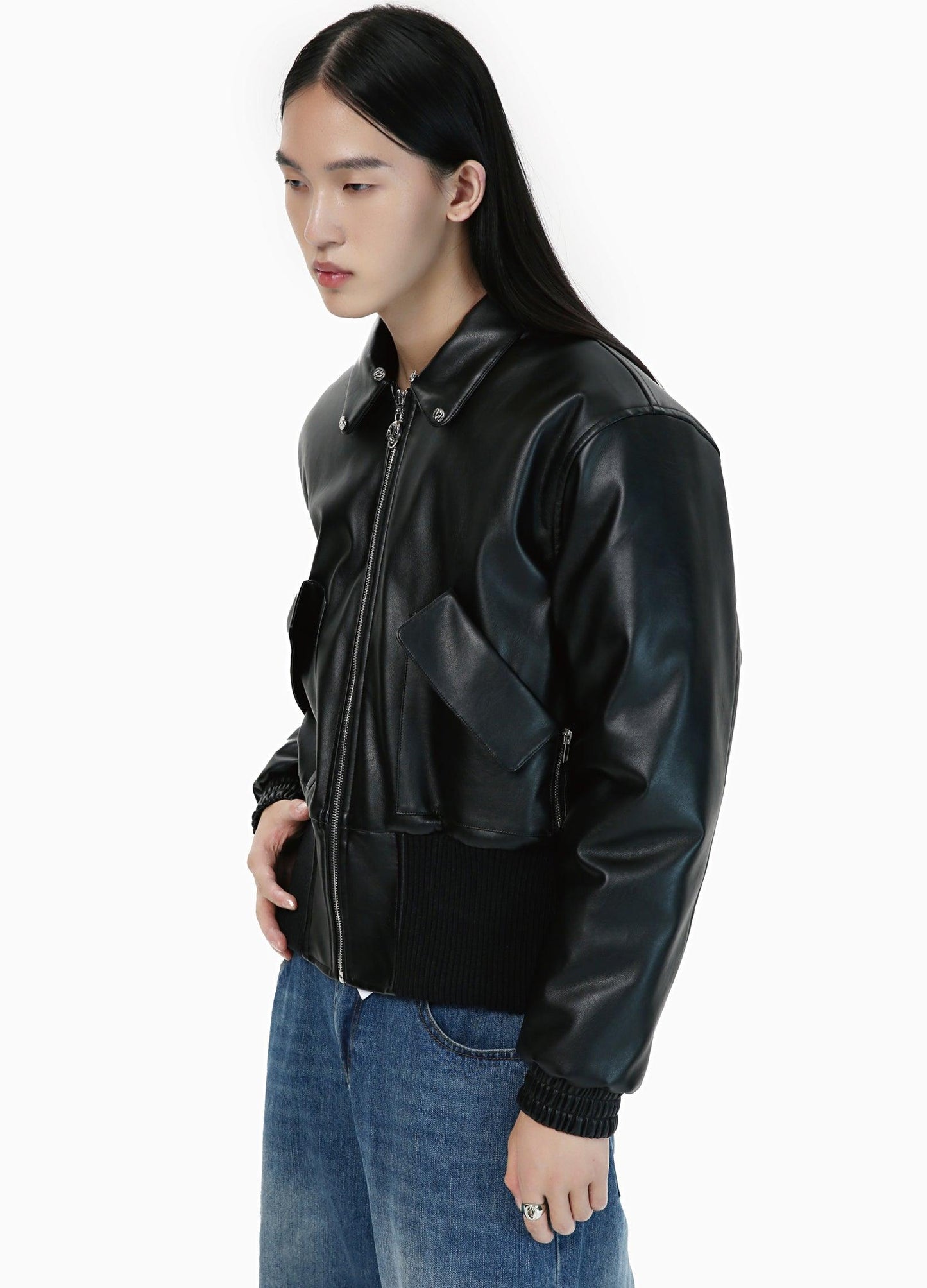 Winter-Ready Pu Leather Jacket With Removable Fur Collar