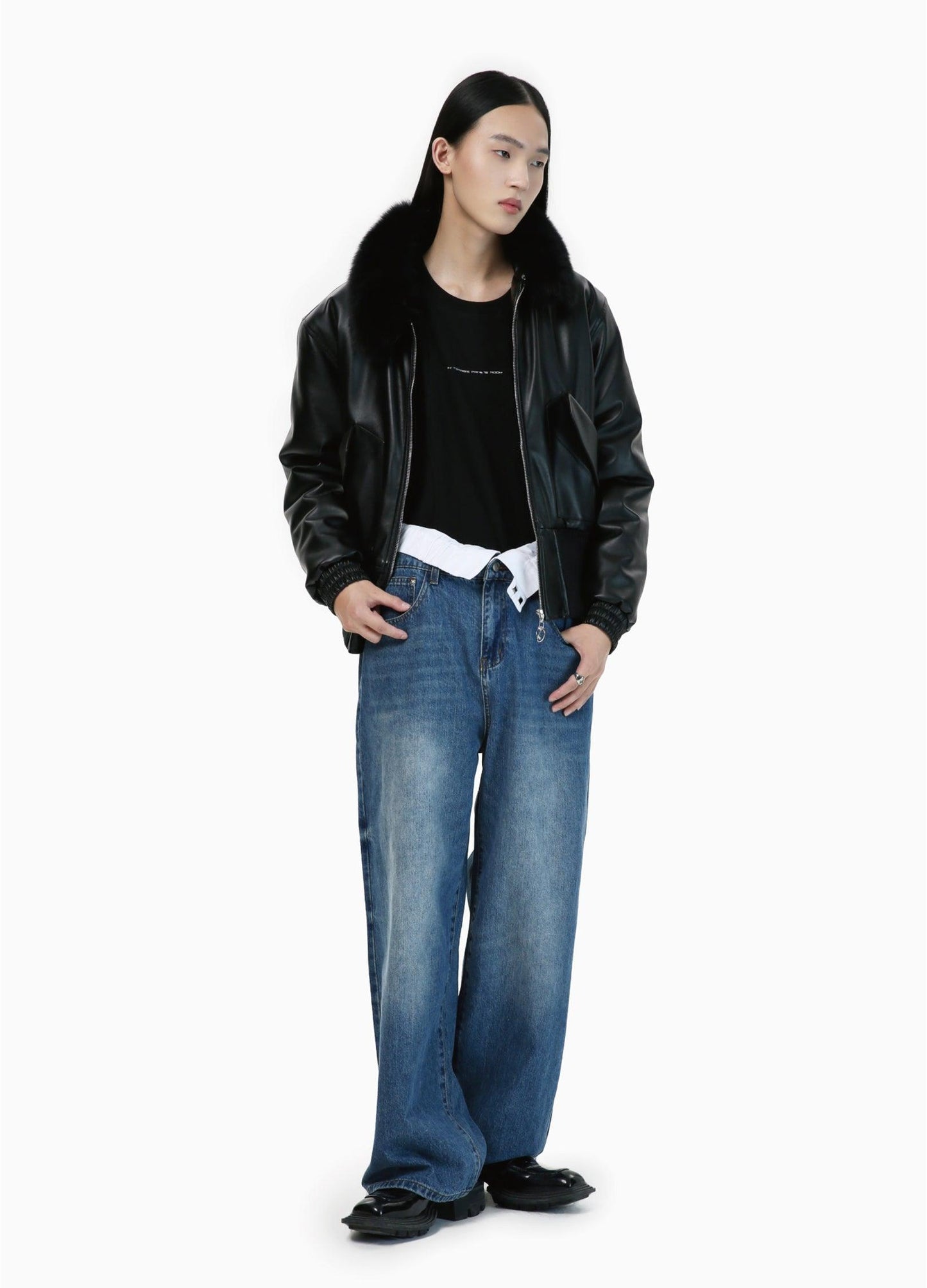 Winter-Ready Pu Leather Jacket With Removable Fur Collar