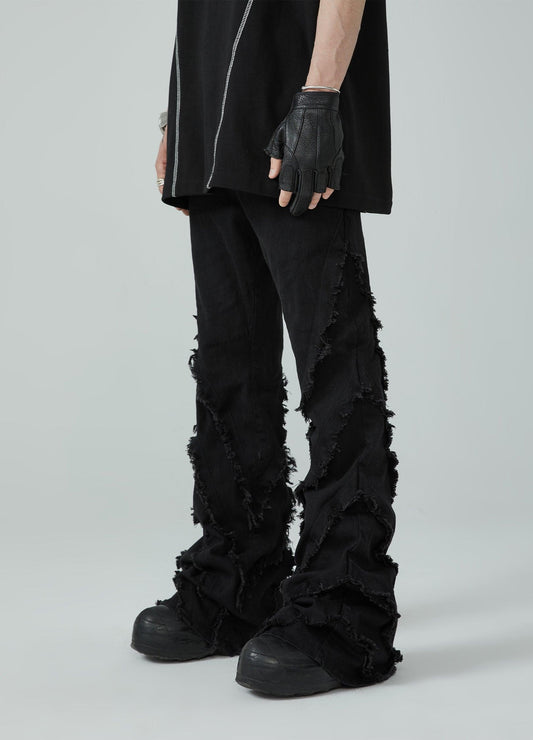 Vintage Black Flared Denim Trousers