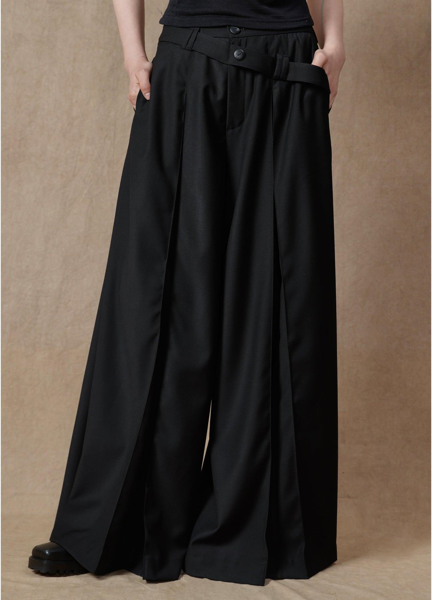 Ultra-Wide Double Waistband Trousers