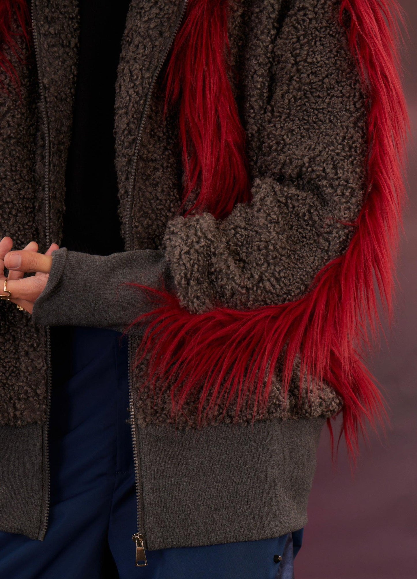 Y2K Harajuku Punk Faux Fur Jacket