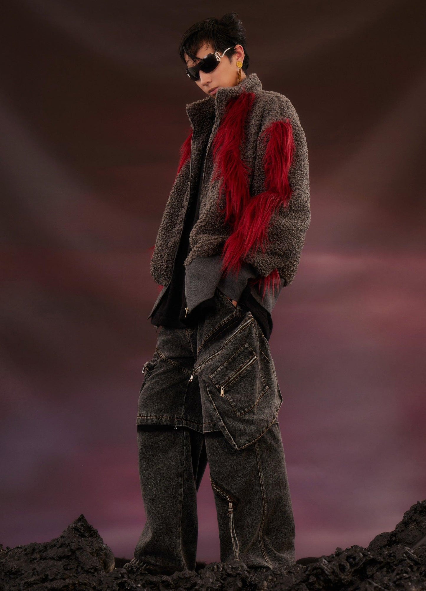 Y2K Harajuku Punk Faux Fur Jacket