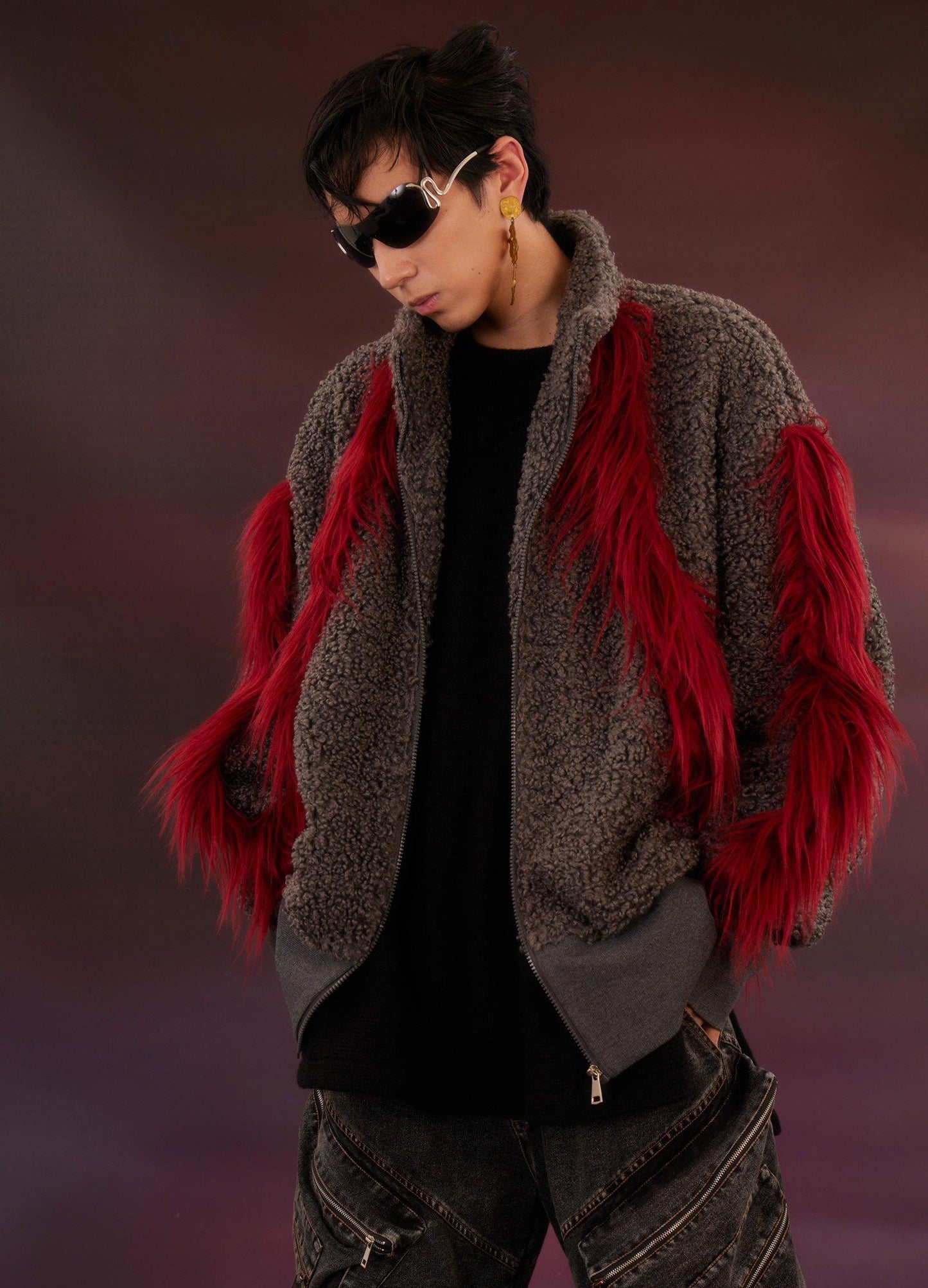 Y2K Harajuku Punk Faux Fur Jacket