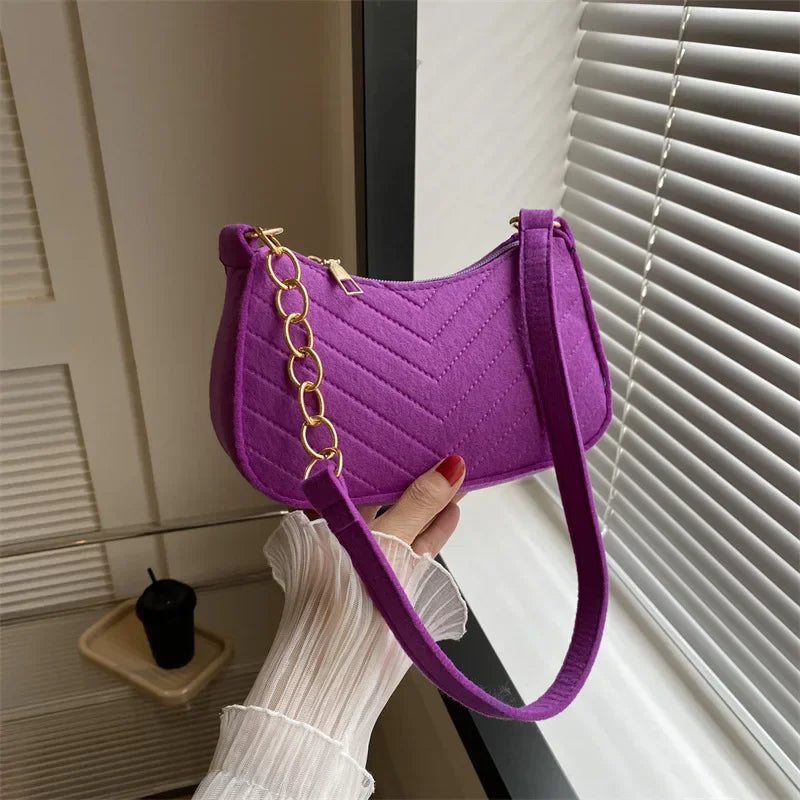 Solid Color Mini Underarm Shoulder Bag
