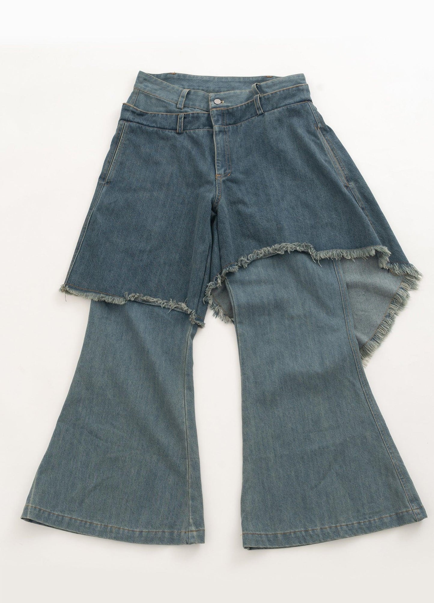 Retro Distressed Denim Flare Pants