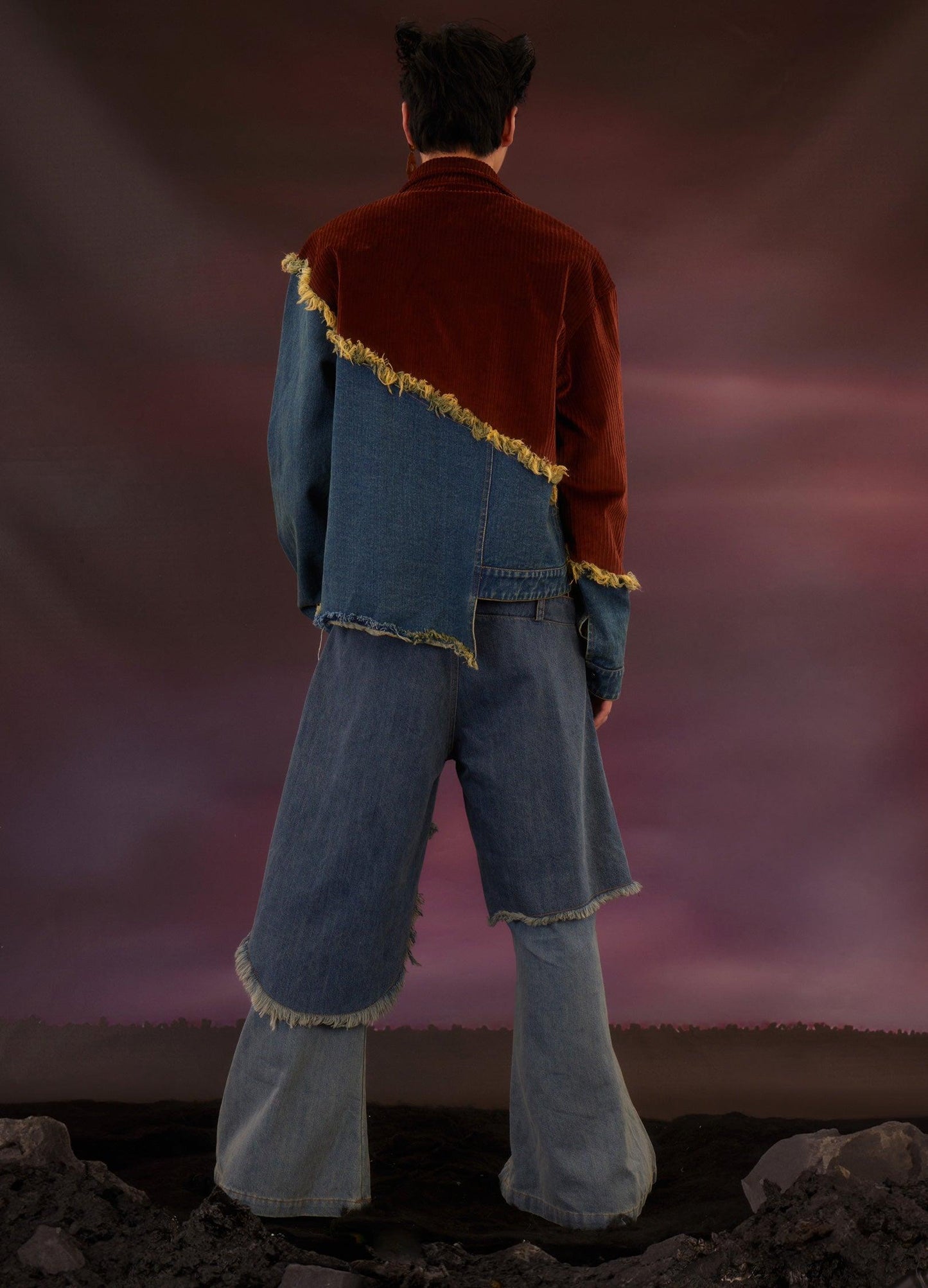 Retro Distressed Denim Flare Pants