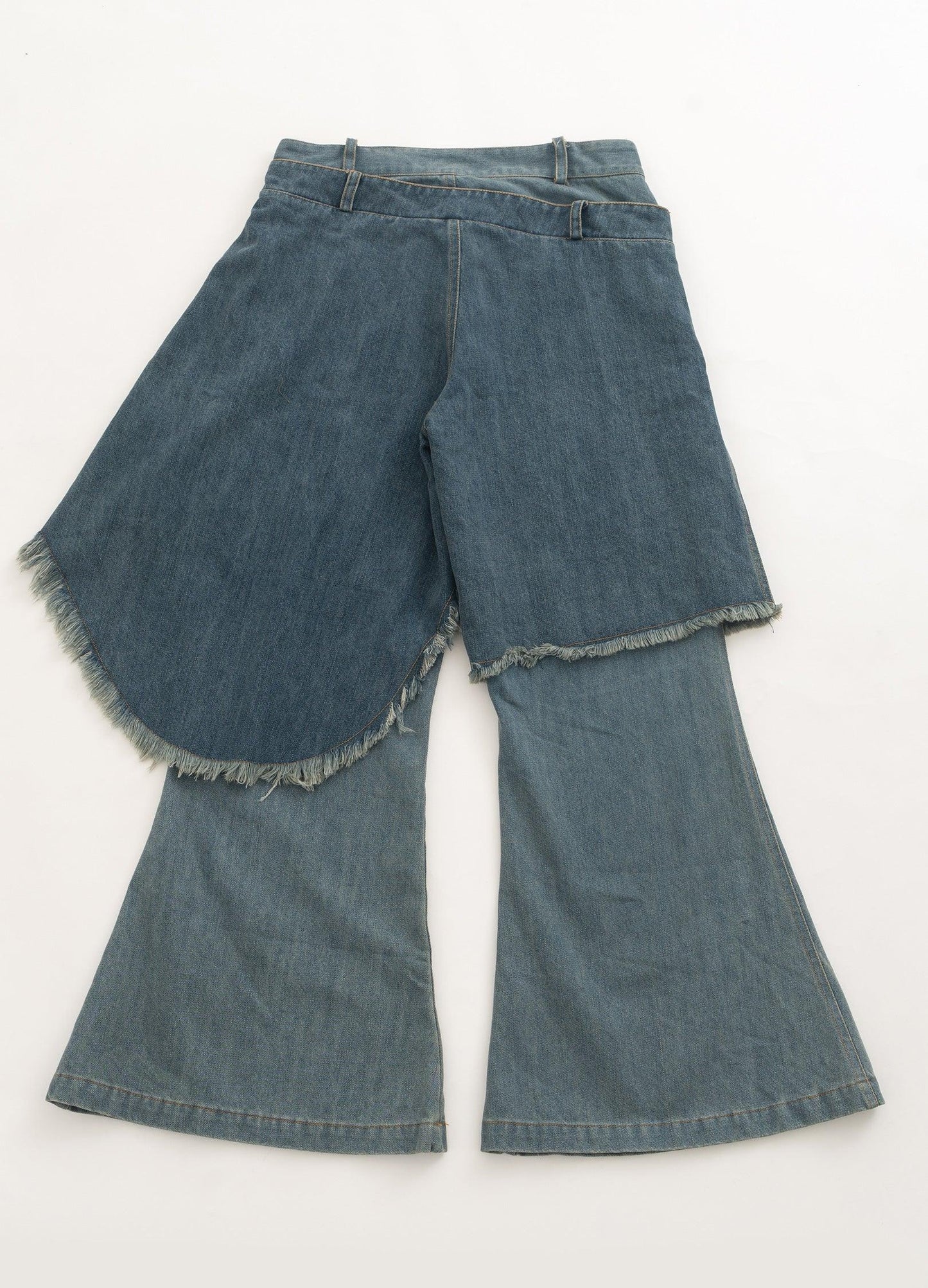 Retro Distressed Denim Flare Pants