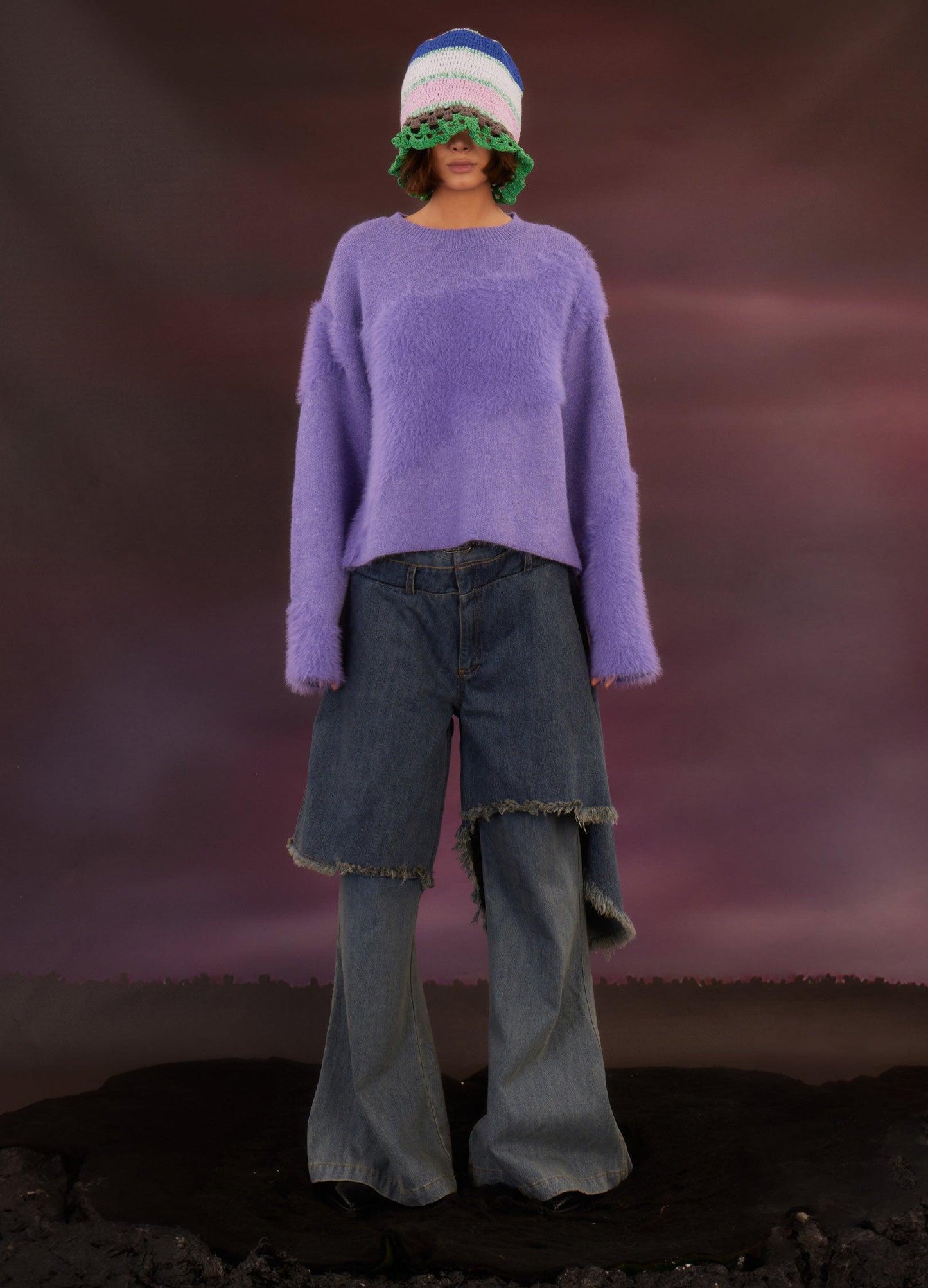 Retro Distressed Denim Flare Pants