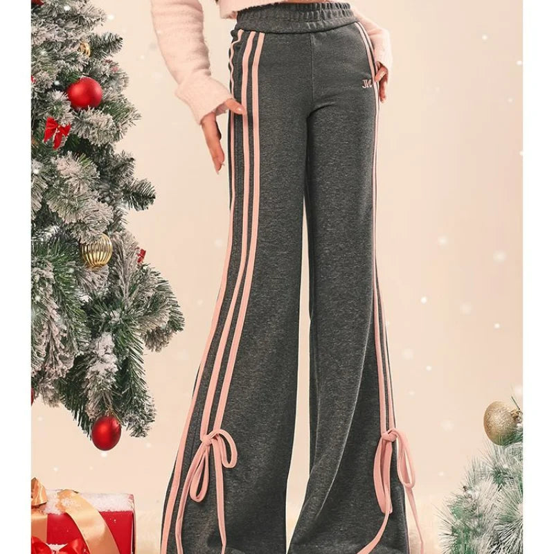 Slim Casual Gray Sports Flared Pants