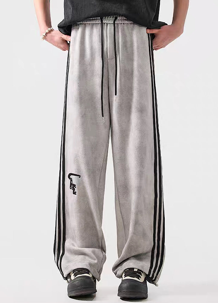 Striped Wide-Leg Track Pants