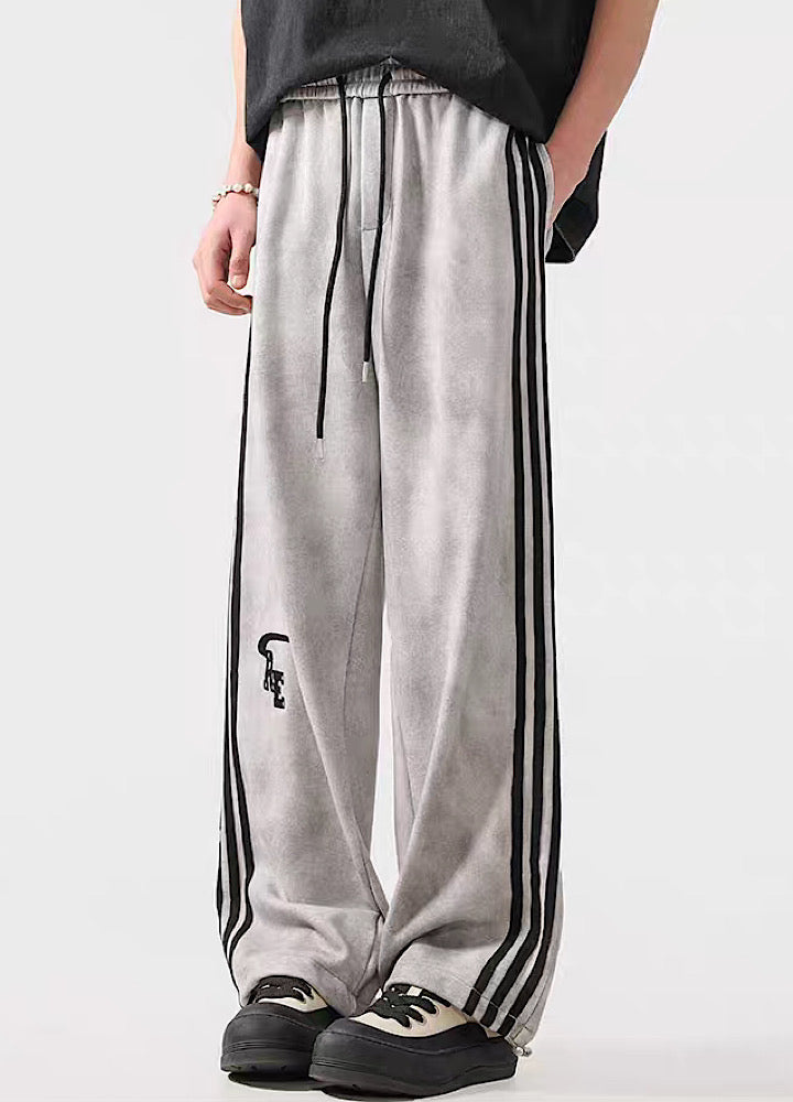 Striped Wide-Leg Track Pants