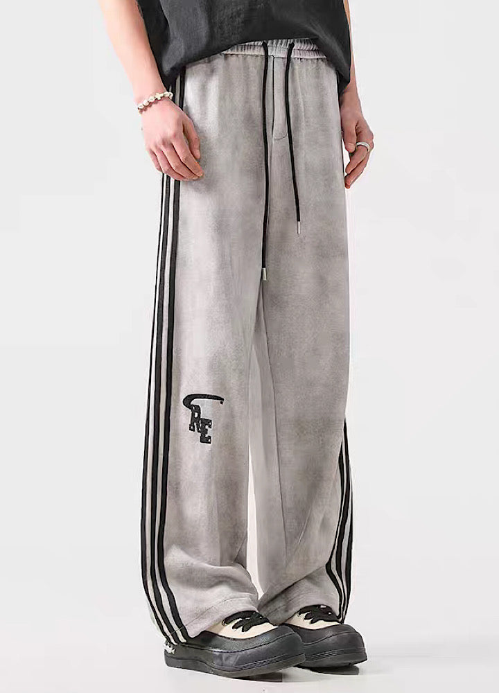 Striped Wide-Leg Track Pants