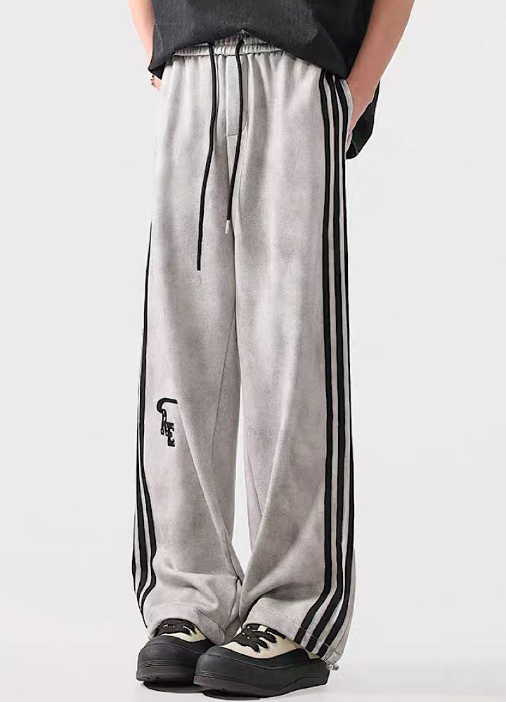 Striped Wide-Leg Track Pants