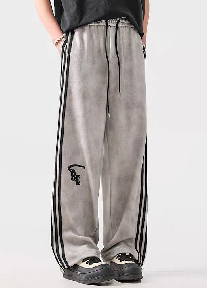 Striped Wide-Leg Track Pants