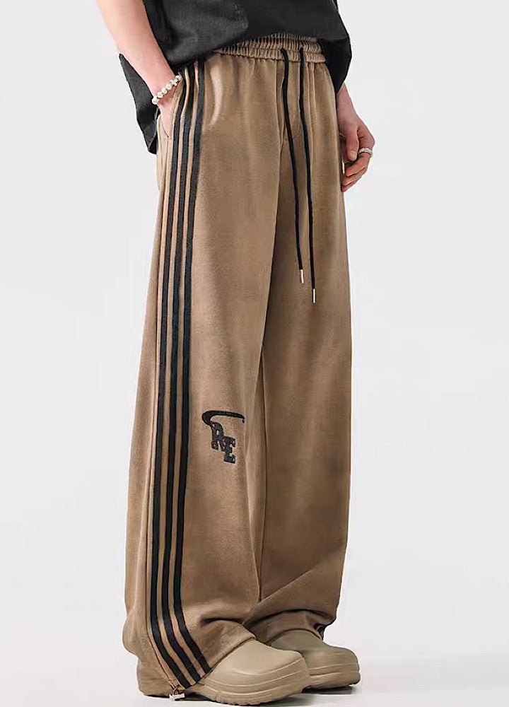 Striped Wide-Leg Track Pants