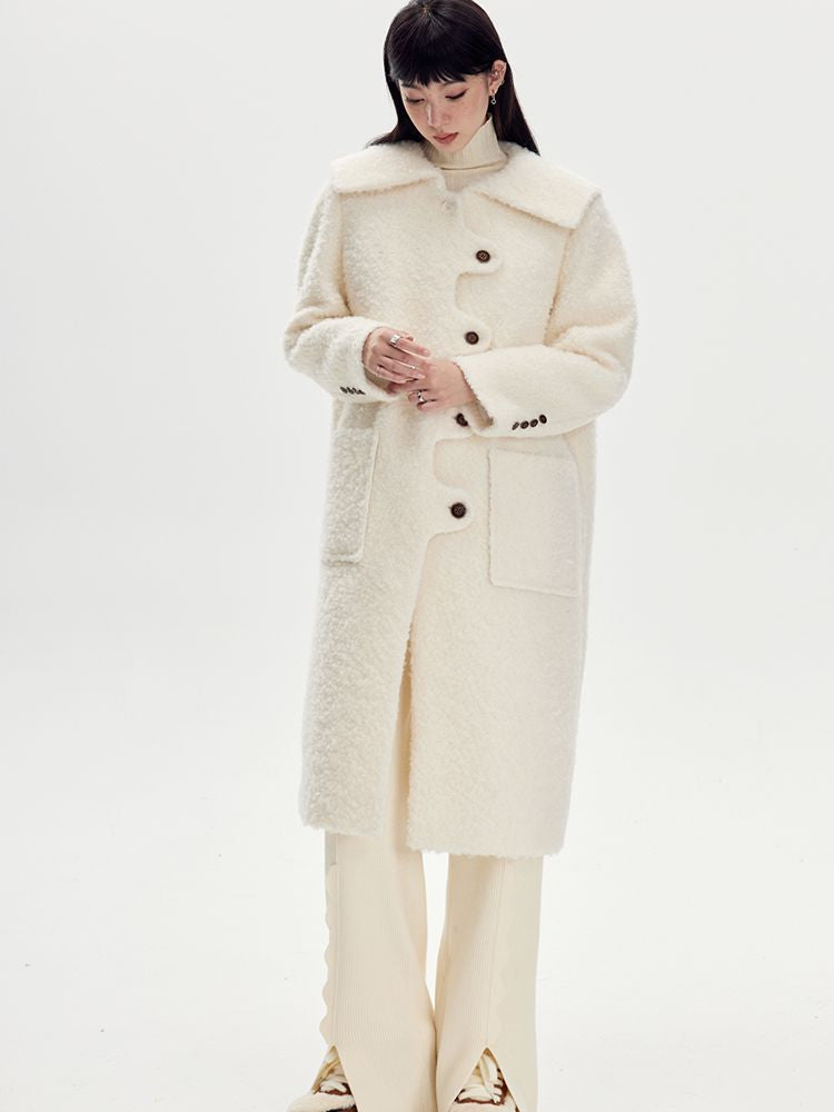 Wool Wave Sailor-Collar Coat